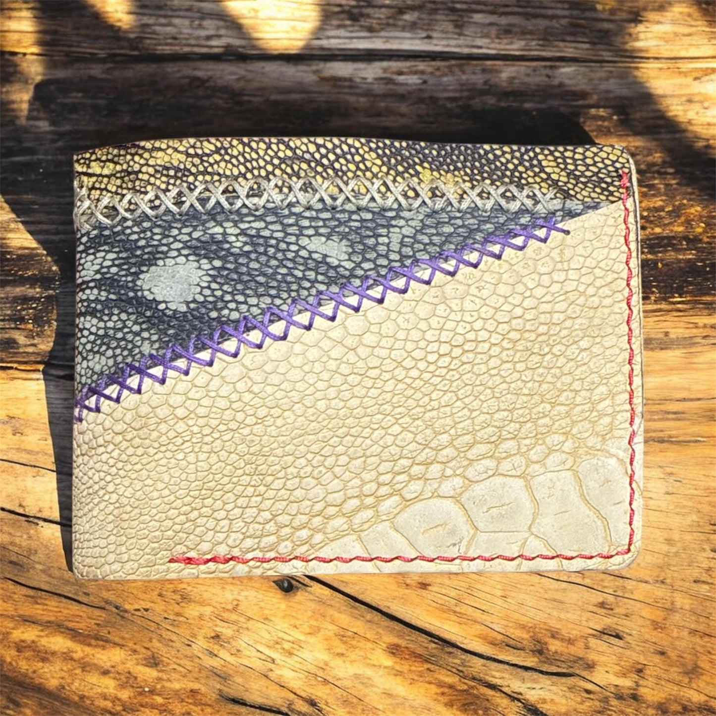 Handcrafted Ostrich Leg Patchwork Billfold
